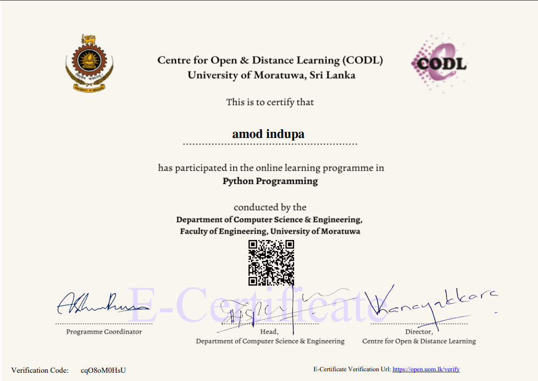 Python Programming Certificate